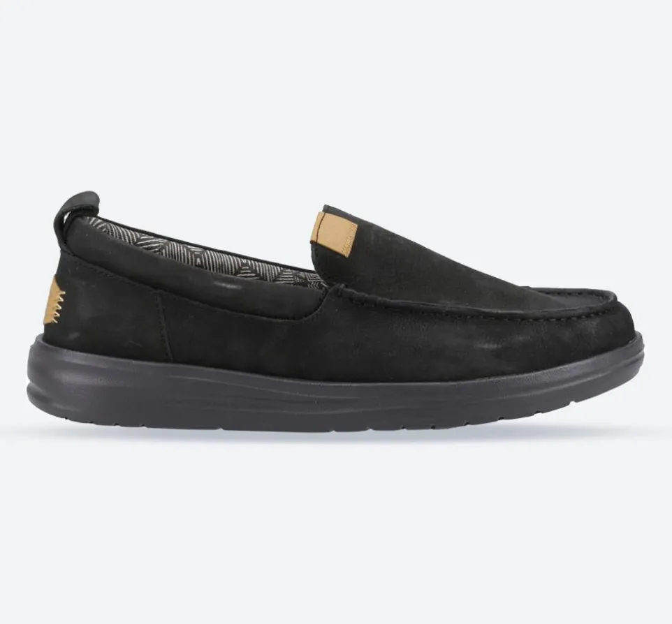 Men's Heydude 40173 Wally Grip Moc Craft Leather Shoes - Black