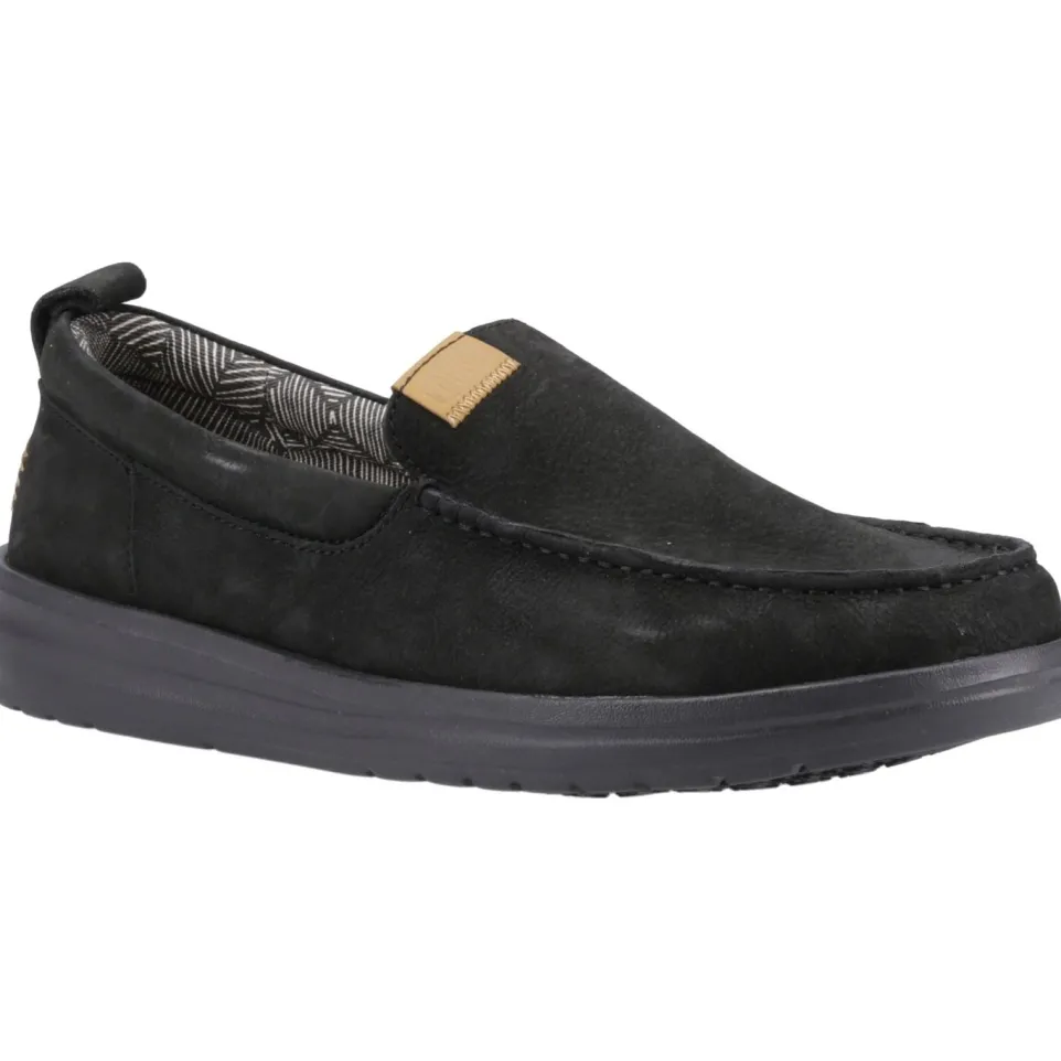 Men's Heydude 40173 Wally Grip Moc Craft Leather Shoes - Black