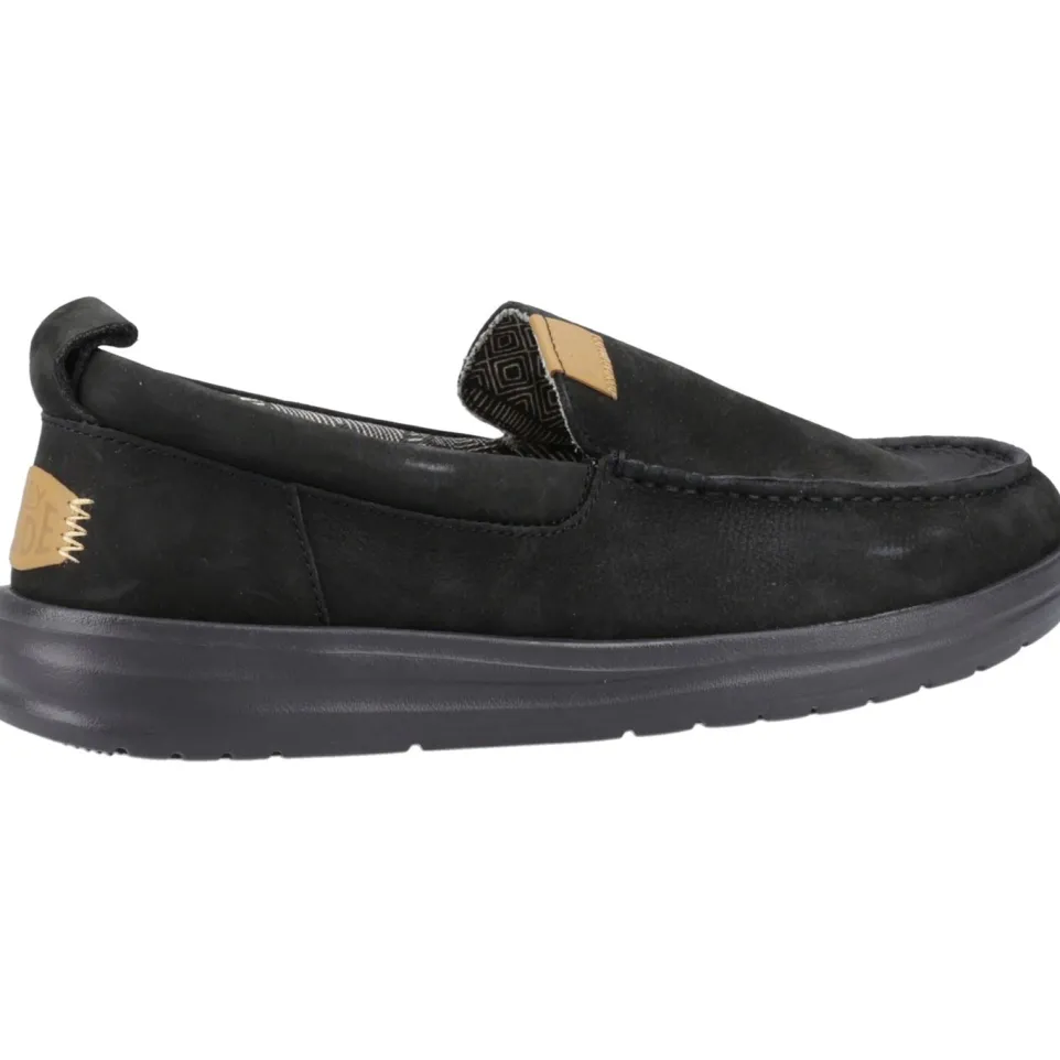 Men's Heydude 40173 Wally Grip Moc Craft Leather Shoes - Black