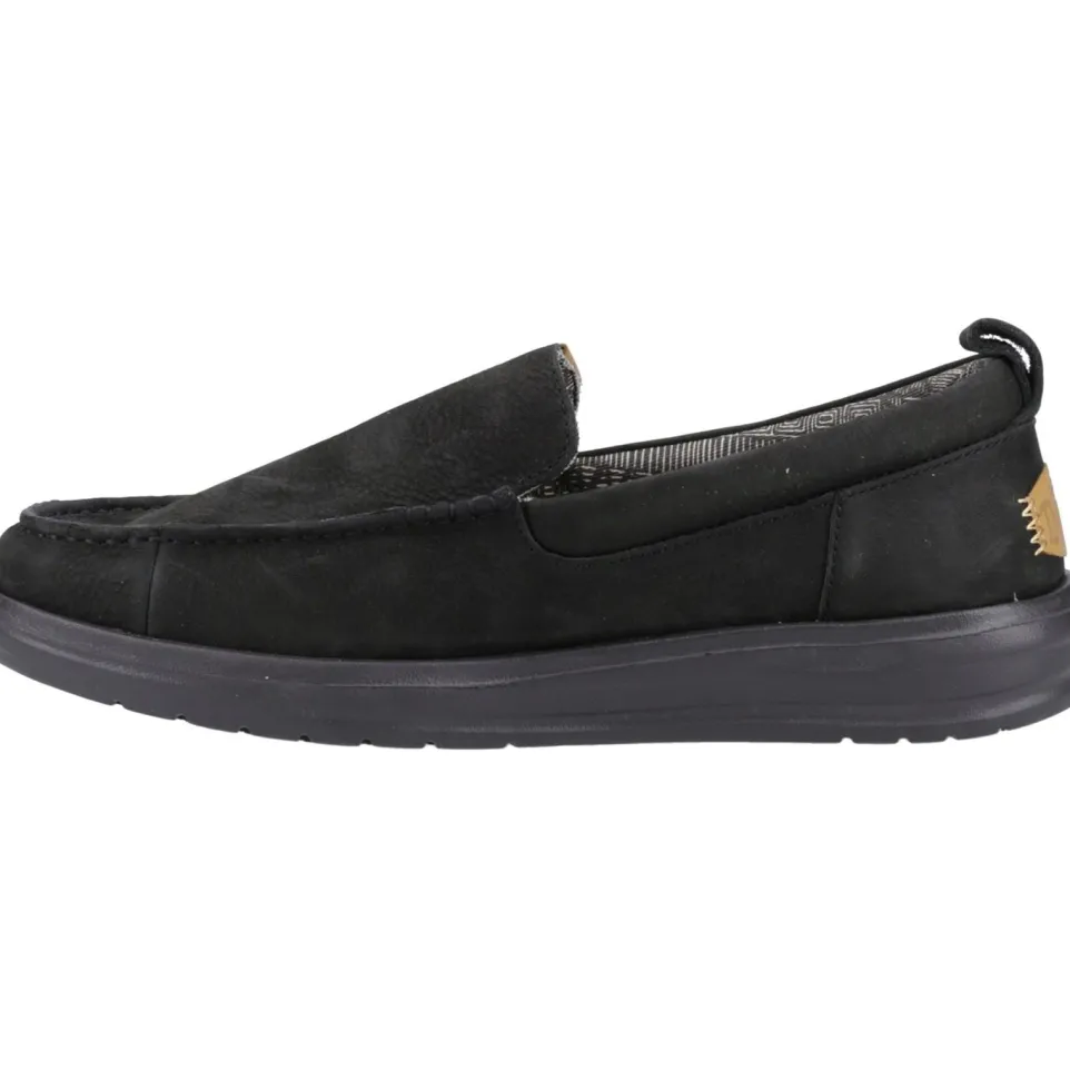 Men's Heydude 40173 Wally Grip Moc Craft Leather Shoes - Black