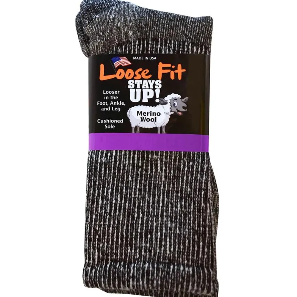 Mens Loose Fit 321 Merino Wool Crew Hiking Socks