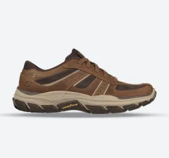 Men's Relaxed Fit Skechers 204330 Respected Edgemere Good Year Walking Trainers - Desert