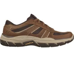 Men's Relaxed Fit Skechers 204330 Respected Edgemere Good Year Walking Trainers - Desert