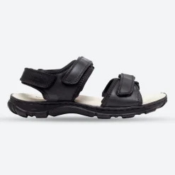 Mens Wide Fit James Leather Sandals by Tredd Well - Black