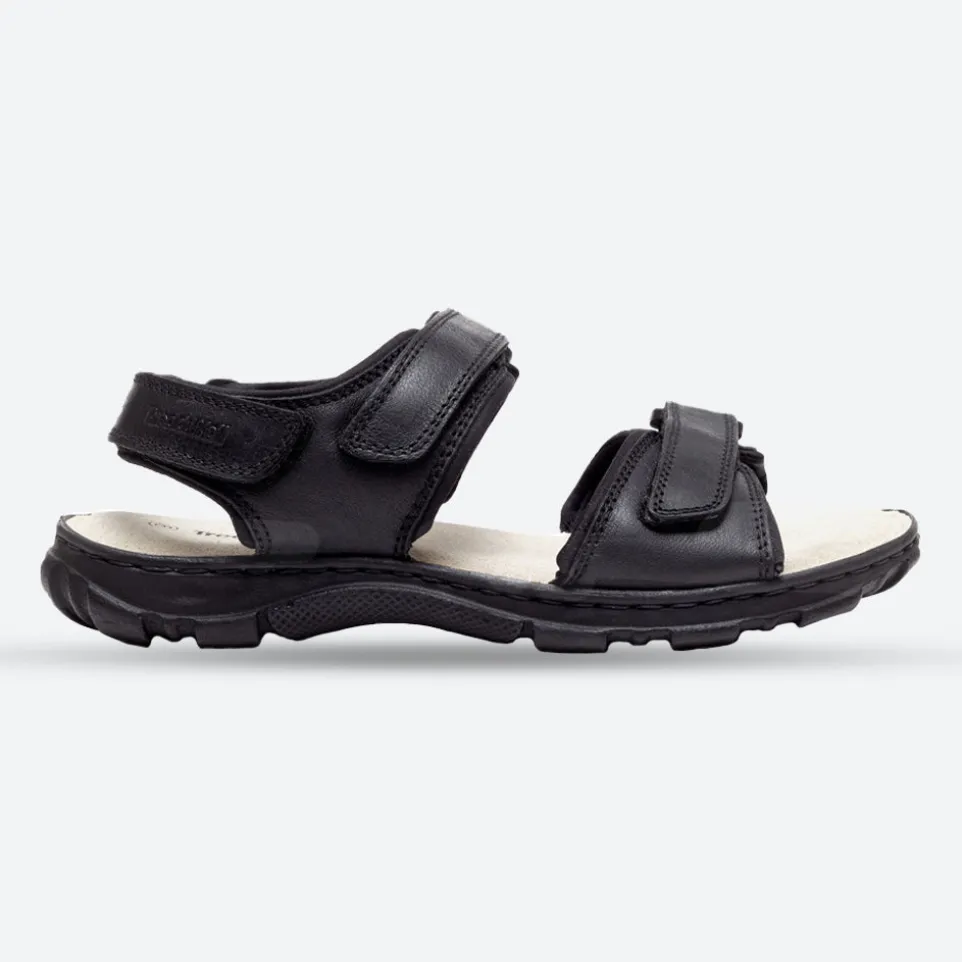 Mens Wide Fit James Leather Sandals by Tredd Well - Black