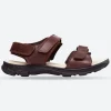 Mens Wide Fit James Leather Sandals by Tredd Well - Brown