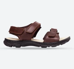 Mens Wide Fit James Leather Sandals by Tredd Well - Brown
