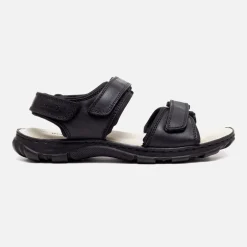 Mens Wide Fit James Leather Sandals by Tredd Well - Black