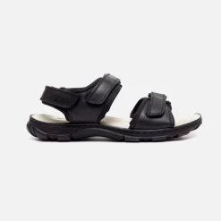 Mens Wide Fit James Leather Sandals by Tredd Well - Black
