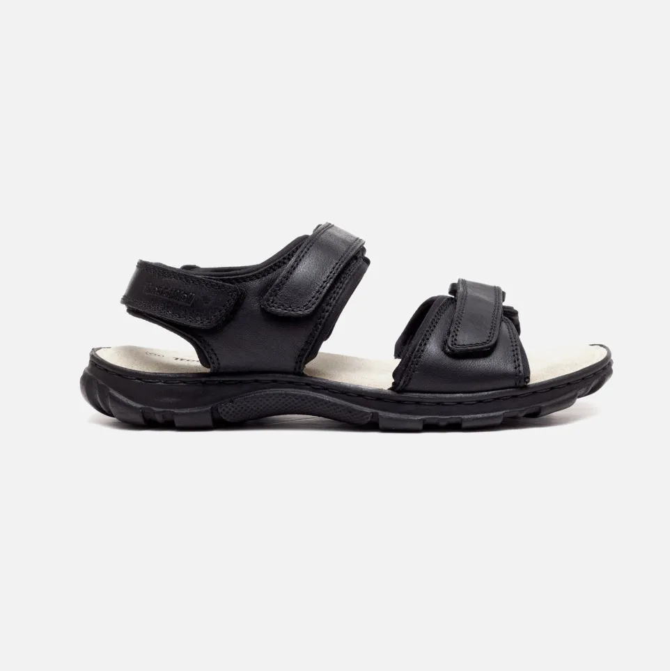 Mens Wide Fit James Leather Sandals by Tredd Well - Black