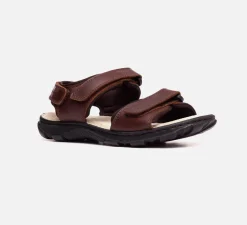 Mens Wide Fit James Leather Sandals by Tredd Well - Brown
