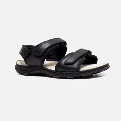 Mens Wide Fit James Leather Sandals by Tredd Well - Black