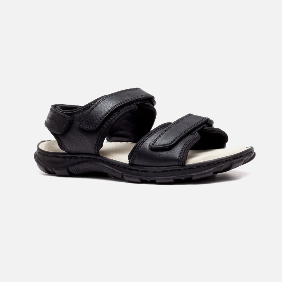 Mens Wide Fit James Leather Sandals by Tredd Well - Black