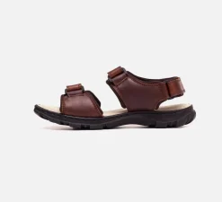 Mens Wide Fit James Leather Sandals by Tredd Well - Brown