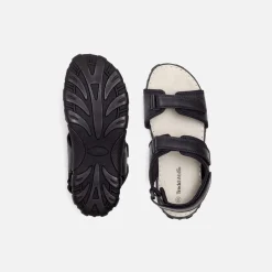 Mens Wide Fit James Leather Sandals by Tredd Well - Black