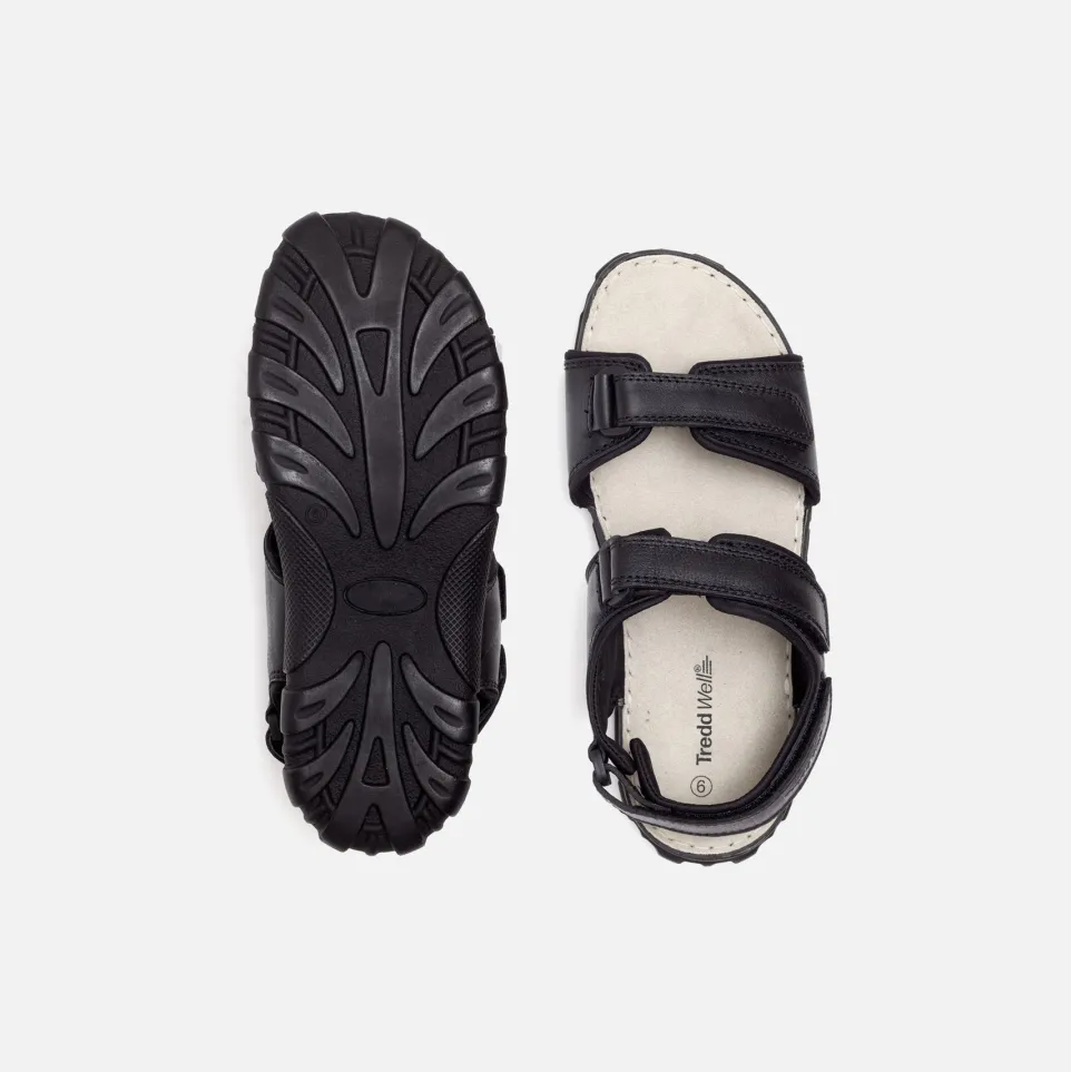 Mens Wide Fit James Leather Sandals by Tredd Well - Black