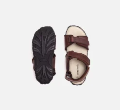 Mens Wide Fit James Leather Sandals by Tredd Well - Brown