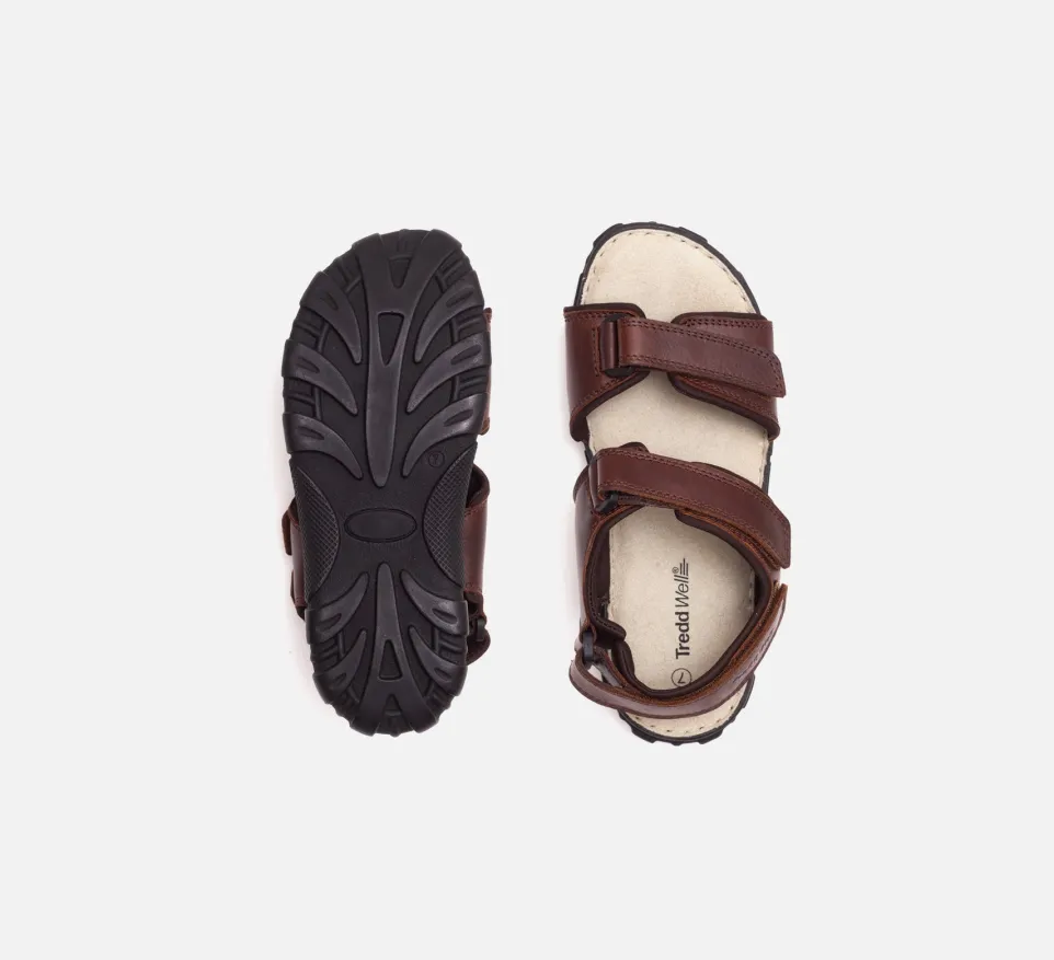 Mens Wide Fit James Leather Sandals by Tredd Well - Brown