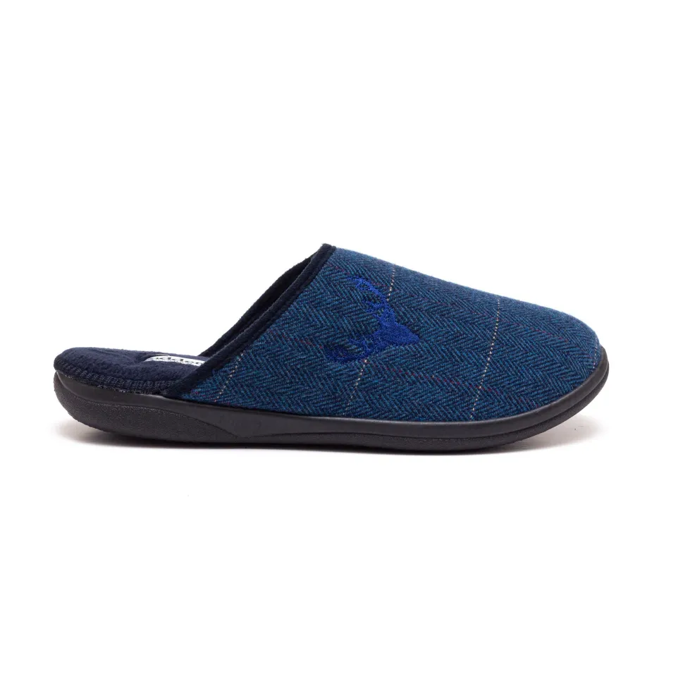 Mens Wide Fit Padders Stag Mule Slippers