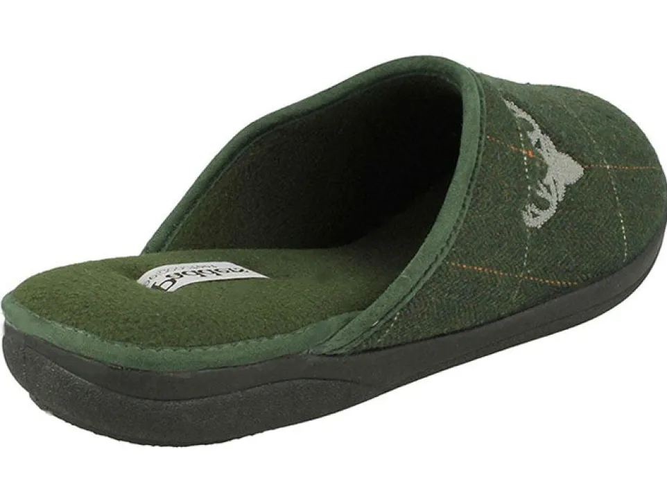 Mens Wide Fit Padders Stag Mule Slippers