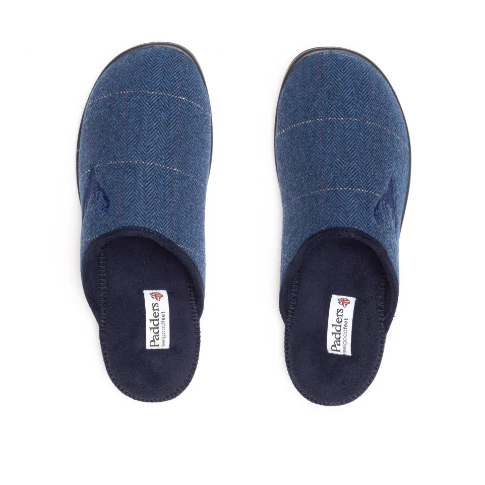 Mens Wide Fit Padders Stag Mule Slippers
