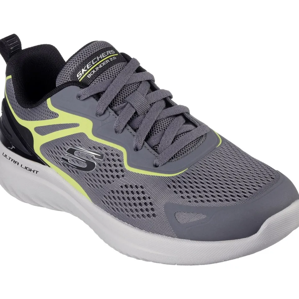 Men's Wide Fit Skechers 232674 2.0 - Andal Trainers - Charcoal/Lime
