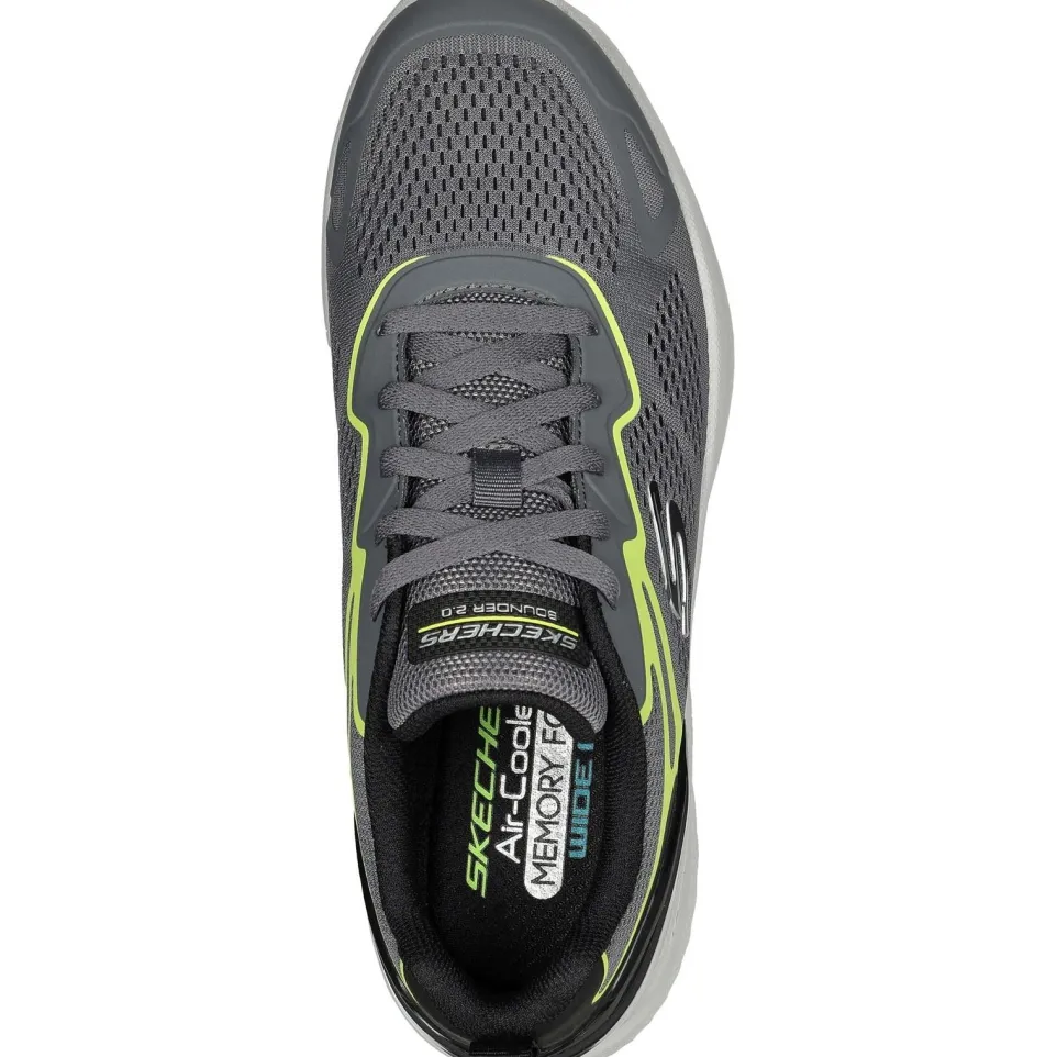 Men's Wide Fit Skechers 232674 2.0 - Andal Trainers - Charcoal/Lime