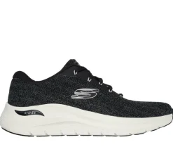 Men's Wide Fit Skechers 232701 Arch Fit 2.0 Road Wave Walking Trainers - Black