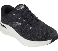Men's Wide Fit Skechers 232701 Arch Fit 2.0 Road Wave Walking Trainers - Black