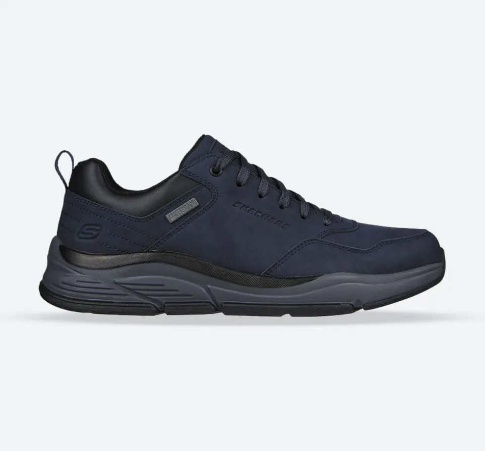 Men's Wide Fit Skechers 210021 Benago Hombre Walking Trainers - Navy
