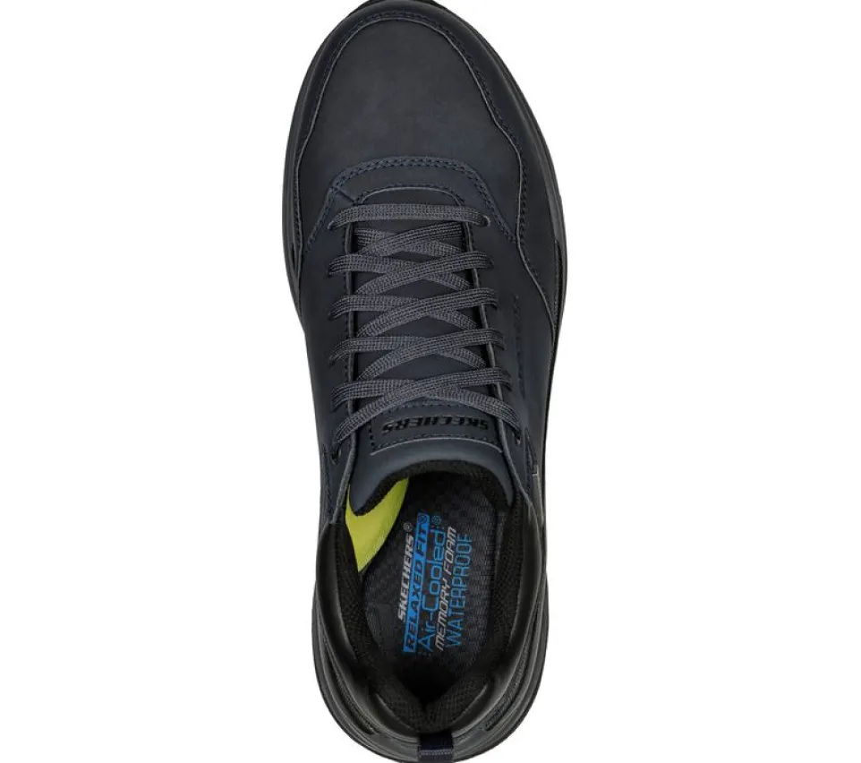 Men's Wide Fit Skechers 210021 Benago Hombre Walking Trainers - Navy