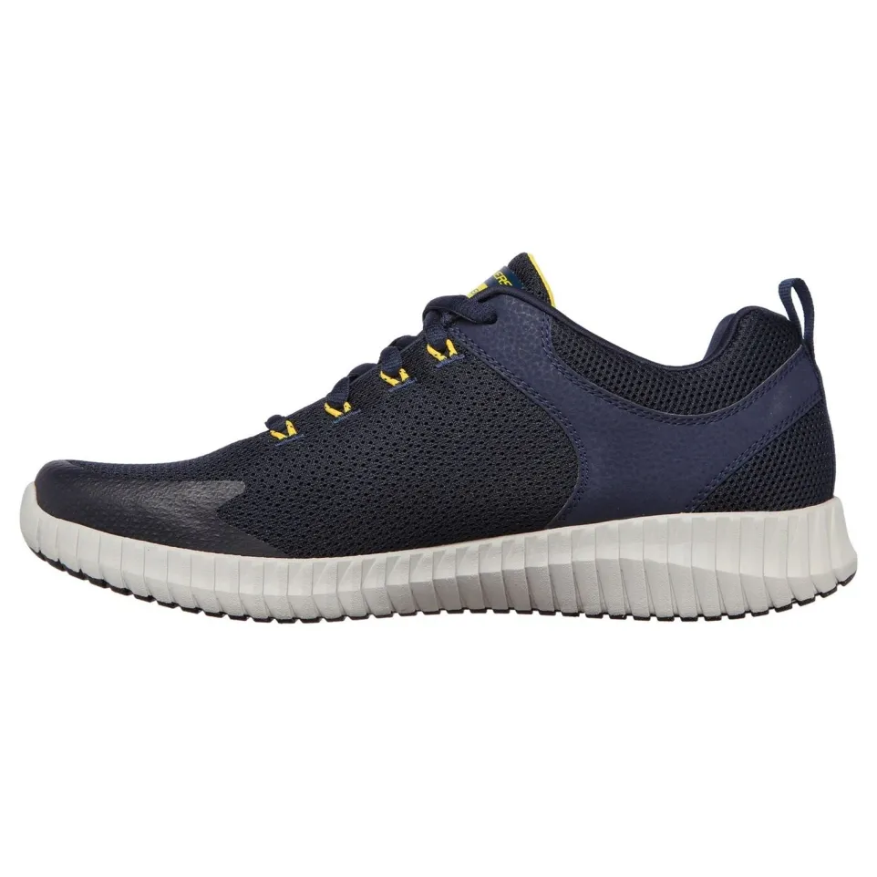 Men's Wide Fit Skechers 232212 Elite Flex Prime Take Over Sports Trainers - Navy/Yellow