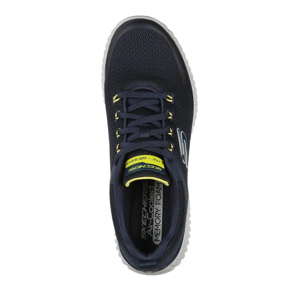 Men's Wide Fit Skechers 232212 Elite Flex Prime Take Over Sports Trainers - Navy/Yellow
