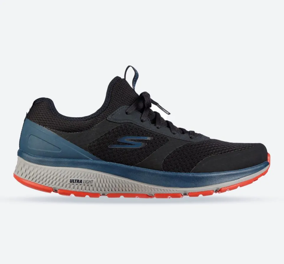 Men's Wide Fit Skechers 220102 GOrun Consistent Trainers - Black/Blue