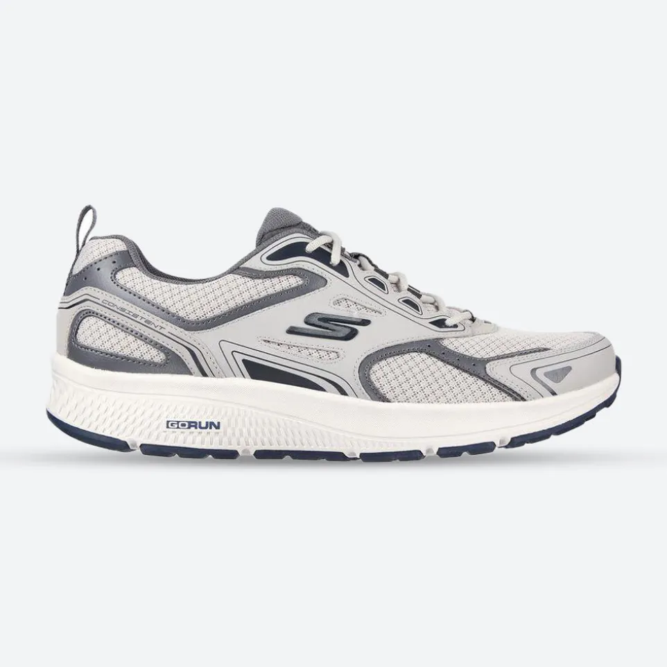 Men's Wide Fit Skechers 220034 Go Run Consistent Running Trainers - Grey/Navy - Goga Mat