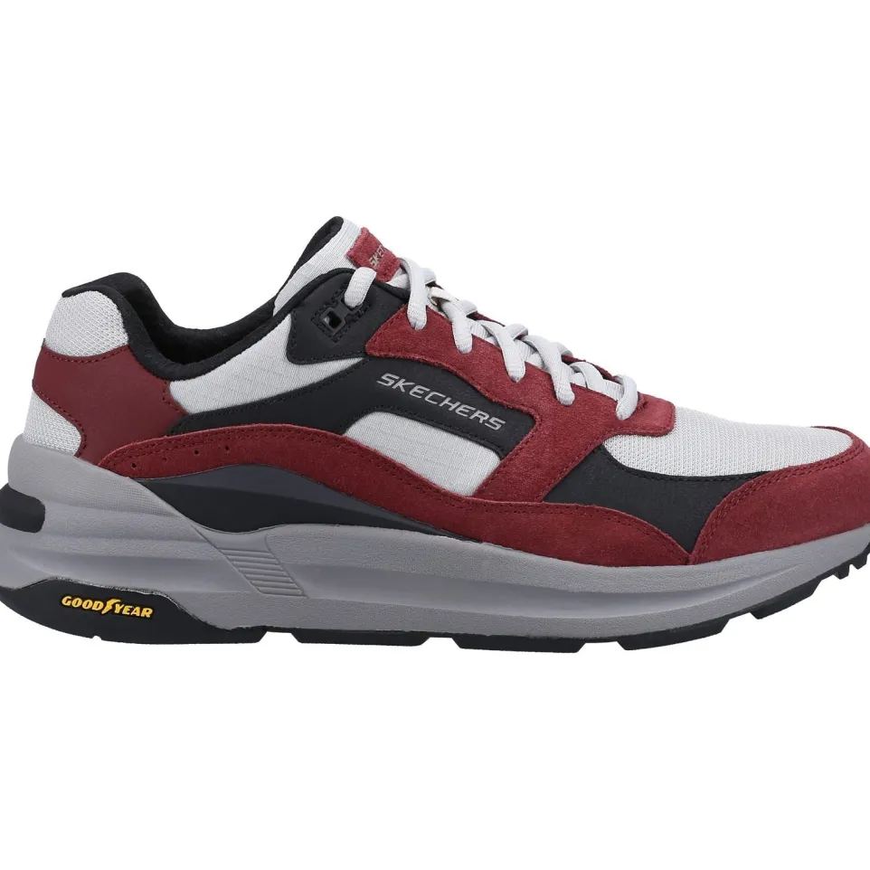 Men's Wide Fit Skechers 237200 Global Jogger Trainers - Burgundy