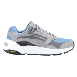 Men's Wide Fit Skechers 237200 Global Jogger Trainers - Grey/Blue
