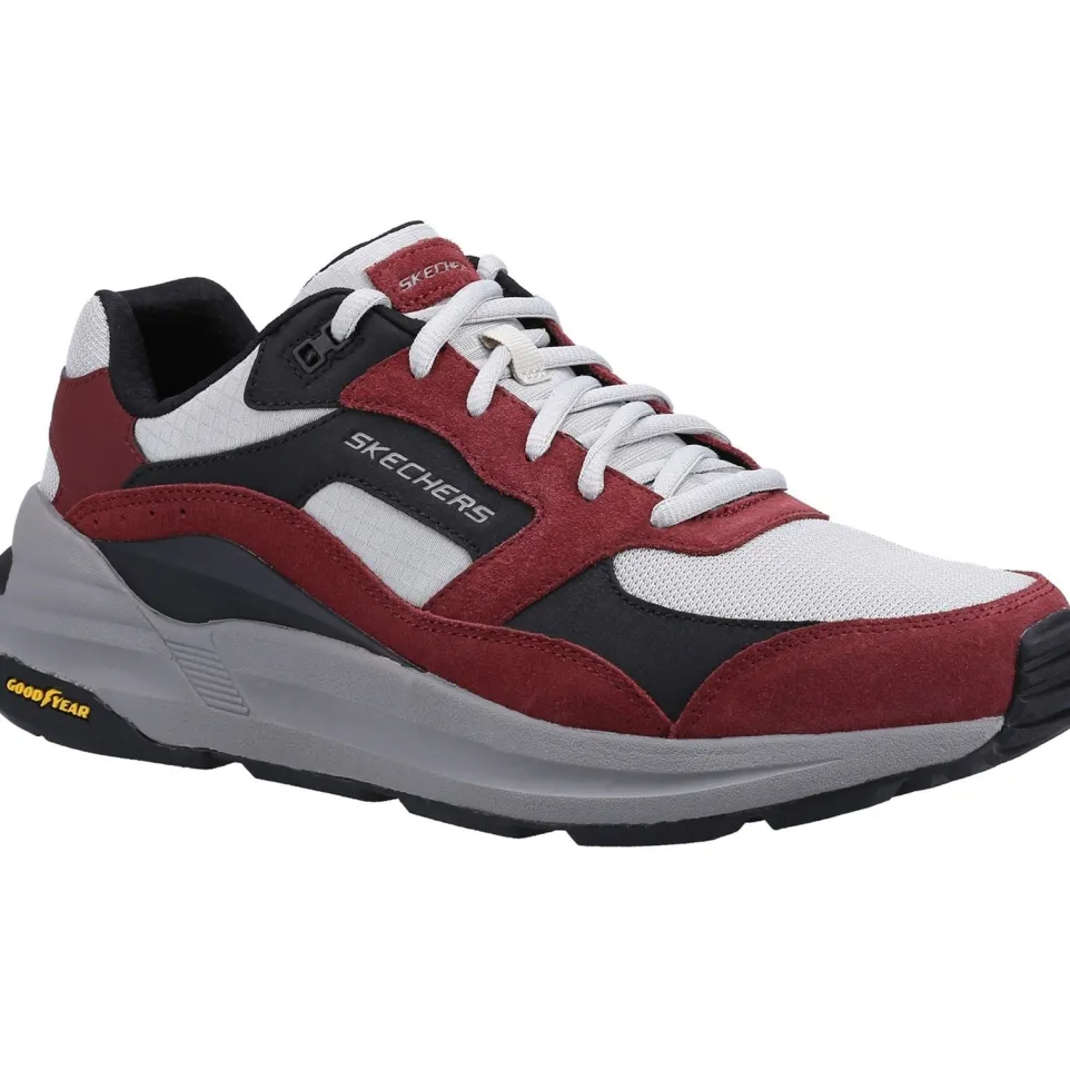 Men's Wide Fit Skechers 237200 Global Jogger Trainers - Burgundy