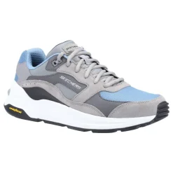 Men's Wide Fit Skechers 237200 Global Jogger Trainers - Grey/Blue