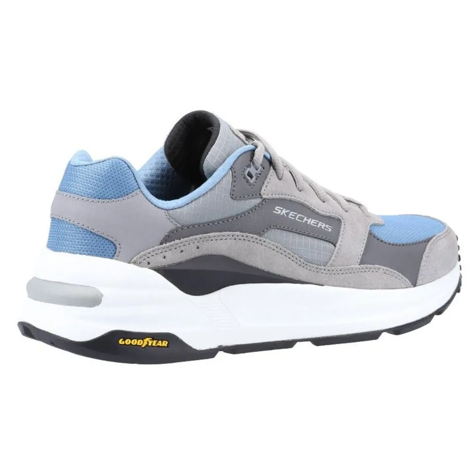 Men's Wide Fit Skechers 237200 Global Jogger Trainers - Grey/Blue