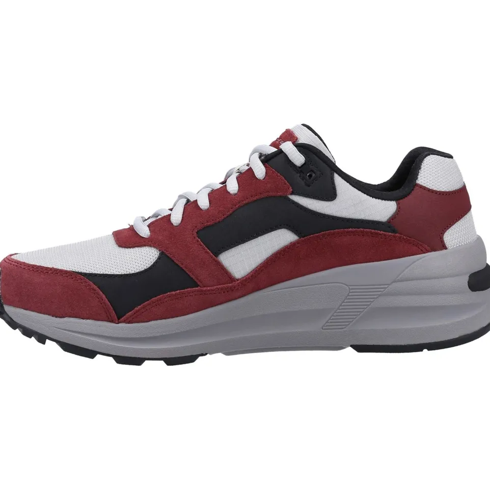 Men's Wide Fit Skechers 237200 Global Jogger Trainers - Burgundy