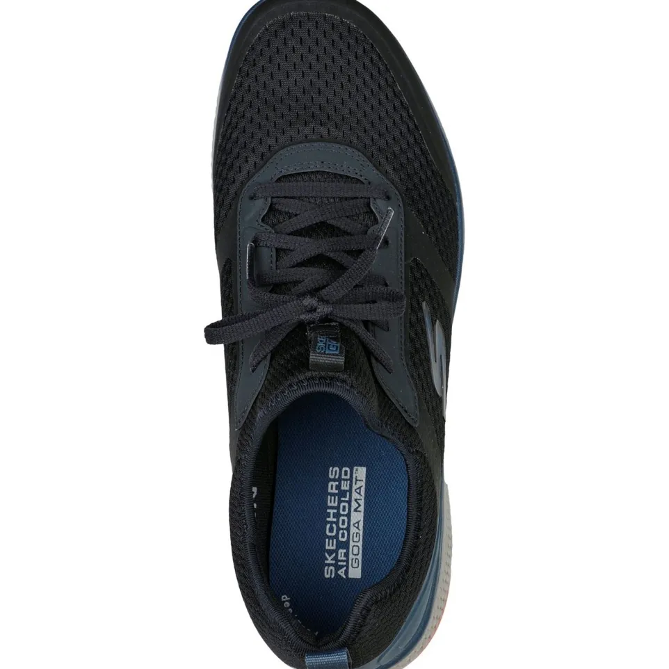 Men's Wide Fit Skechers 220102 GOrun Consistent Trainers - Black/Blue