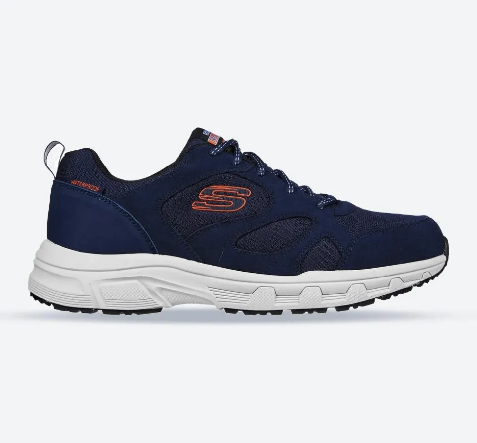 Men's Wide Fit Skechers 237348 Oak Canyon Sunfair Trekking Low Cut Trainers - Navy/Orange