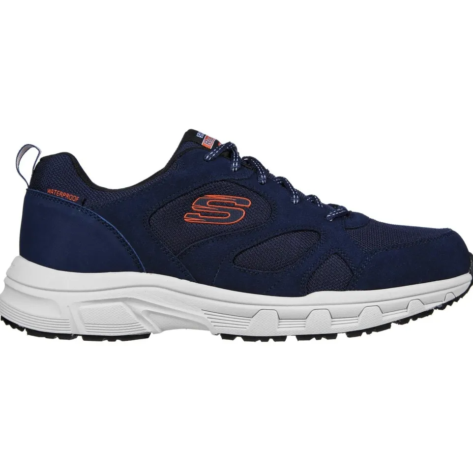 Men's Wide Fit Skechers 237348 Oak Canyon Sunfair Trekking Low Cut Trainers - Navy/Orange