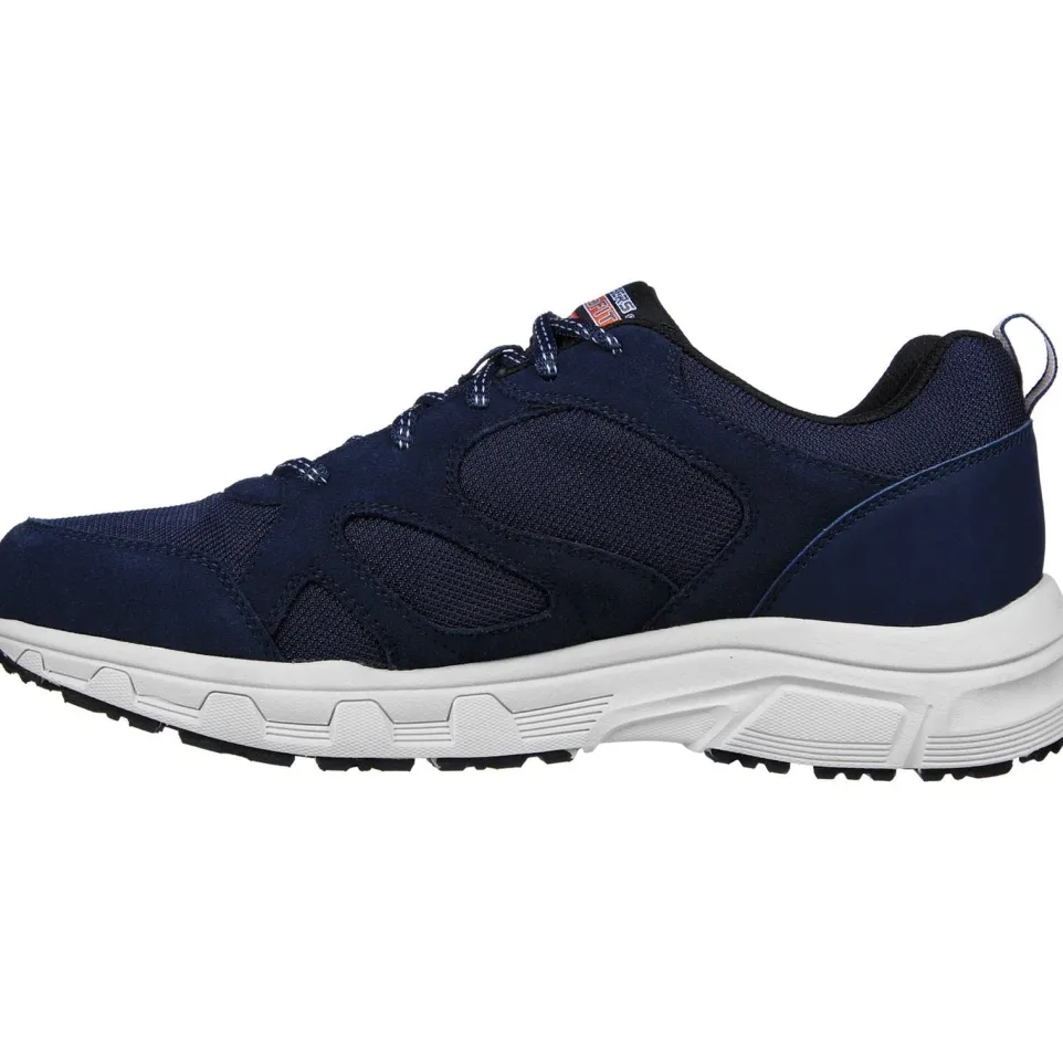 Men's Wide Fit Skechers 237348 Oak Canyon Sunfair Trekking Low Cut Trainers - Navy/Orange