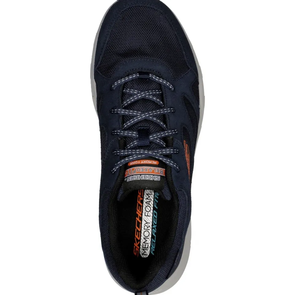 Men's Wide Fit Skechers 237348 Oak Canyon Sunfair Trekking Low Cut Trainers - Navy/Orange