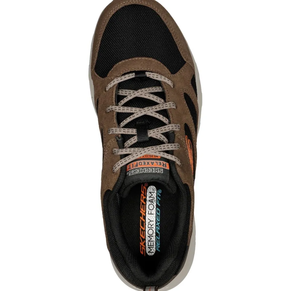 Men's Wide Fit Skechers 237348 Oak Canyon Sunfair Trekking Low Cut Trainers - Brown/Black
