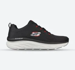Men's Wide Fit Skechers 232364 Relaxed Fit Meerno D'lux Walker Trainers - Black/Red