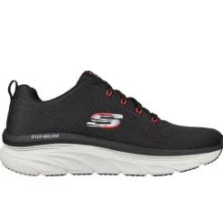 Men's Wide Fit Skechers 232364 Relaxed Fit Meerno D'lux Walker Trainers - Black/Red