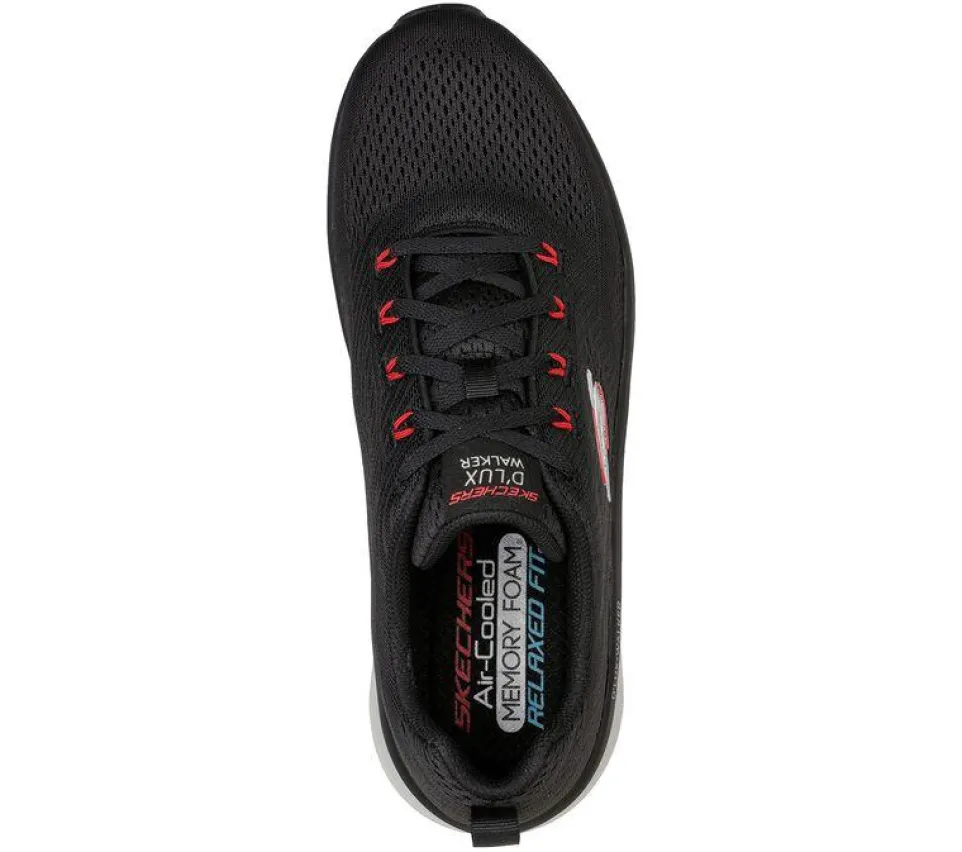 Men's Wide Fit Skechers 232364 Relaxed Fit Meerno D'lux Walker Trainers - Black/Red